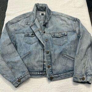 Old Navy Jean jacket women’s distressed oversized XXL plus size jacket jacket